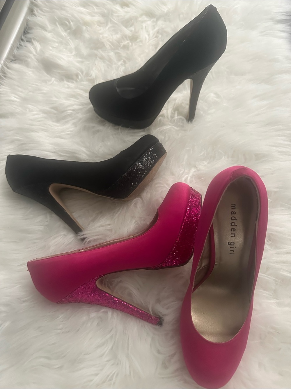 Madden Girl Two-Pair High Heel Set in Hot Pink and Black